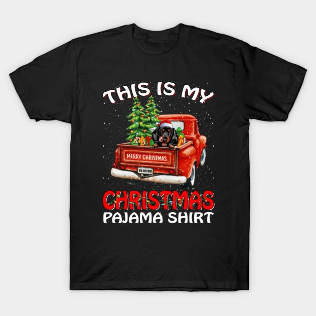 This Is My Christmas Pajama Shirt Dachshund Truck Tree T-Shirt by intelus